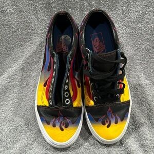 Vans Old Skool Low Top Racer Flames Skateboarding Shoes Men's Size 7.5